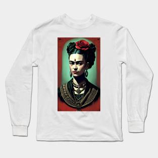 Frida's Gaze: Surreal Portrait Long Sleeve T-Shirt